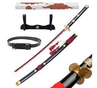Hashiman - Katana One Piece - Roronoa Zoro Enma Black - Replica Manga Sabre + Wooden Sword Holder + Belt