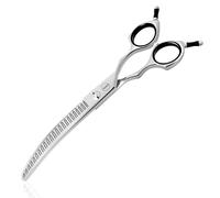 HASHIMOTO Curved Eraser Dog Grooming Scissors, 23 Teeth,7.0 Inch,80% Thinning Rate,Light Weight, Designed for Bulking Off Coat Quickly.