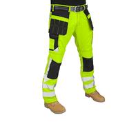 HASHOOB TRADING FZE Hi-Vis Workwear Trousers for Men - Reflective, Durable, Cordura Knee Pad Pocket (OST13EN-PR1, 38W X 32L)