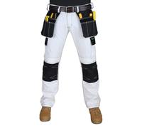 HASHOOB TRADING FZE Men’s Painter White Work Trousers Decorators Multi Pocket WorkwearPants (SIX-White, 34W X 34L)