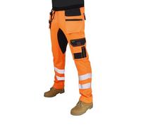 HASHOOB TRADING FZE Men's Hi-Viz Fleece Trousers Work Trousers Jogger Multi Pocket Workwear Pants (Eleven-Orange, M)