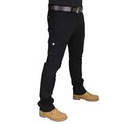 HASHOOB TRADING FZE Mens Jeans Multi Pocket Cargo Combat Trousers Work Trousers Jeans Pants (5th-BLACK1-34WX32L)