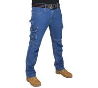 HASHOOB TRADING FZE Mens Jeans Multi Pocket Cargo Combat Trousers Work Trousers Jeans Pants (5th-BLUE1-30WX32L)