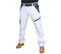 HASHOOB TRADING FZE Mens Soft Shell Work Trousers White Painter Decorators Trousers Water Resistant Wind Proof Pants (SIX-SS-White-6, L)