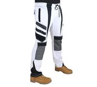 HASHOOB TRADING FZE Men's White Fleece Painter Work Trousers Decorators Carpenter with Knee Pad Pockets Multi Cargo Pocket (Nine-White, XL)