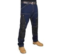 HASHOOB TRADING FZE Mens Work Trousers Work Jeans Painter Trousers Heavy Duty Multi Pocket Cargo Trousers (2-BLUE3-38WX30L)
