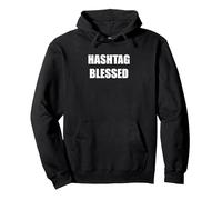 Hashtag Blessed Pullover Hoodie, Adult Unisex, Black, L