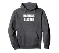 Hashtag Blessed Pullover Hoodie, Adult Unisex, Dark Heather Grey, M
