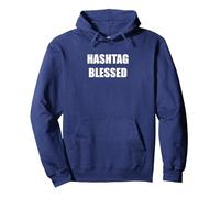 Hashtag Blessed Pullover Hoodie, Adult Unisex, Navy, XL