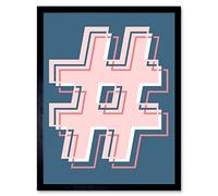 Hashtag Bright Bold Illustration Art Print Framed Poster Wall Decor 12x16 inch