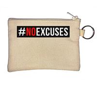 Hashtag No Excuses Go to The Gym Key Chain Coin Purse Beige