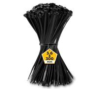 Hashtnagar 100 Pack Cable Ties Black 300mm x 3.6mm, Heavy Duty Zip Ties Long 12". UV Resistant and Self Locking Nylon Plastic Ties for Gardening. Cable Wraps for Home|Office|Workshop|Garage