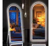 Hasipu 175 X60cm Full Length Mirror with Lights, White Frame Arch Led Mirror Full Length and 3 Colors Temperatures & Brightness Adjustable,Light Up Mirrors Full Body for Bedroom Cloakroom Living Room