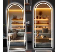 Hasipu 200 X 90cm Full Length Mirror with Lights, White Frame Arch Led Mirror Full Length and 3 Colors Temperatures & Brightness Adjustable,Light Up Mirrors Full Body for Bedroom Cloakroom Living Room