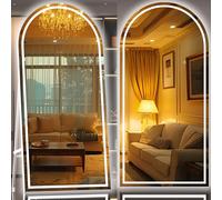 Hasipu 240 x 100cm Led Mirror Full Length, Full Length Mirror with Lights Arch Design,Tempered Glass,Shatter-Proof, Dimming & 3 Color Modes for Bedroom Cloakroom-UL