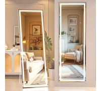 Hasipu Full Length Mirror with Lights, 140x40cm LED Lighted Floor Standing Mirror 3 Color Lighting, Full Body Dressing Hanging Mounted Mirrors, Dimmable, Tempered Glass, Safe to Use