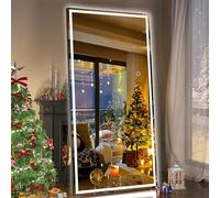 Hasipu Full Length Mirror with Lights, 200x80cm LED Lighted Floor Standing Mirror 3 Color Lighting, Full Body Dressing Hanging Mounted Mirrors, Dimmable, Tempered Glass, Safe to Use