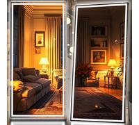 Hasipu Full Length Mirror with Lights, 240x100cm LED Lighted Floor Standing Mirror 3 Color Lighting, Full Body Dressing Hanging Mounted Mirrors, Dimmable, Tempered Glass, Safe to Use