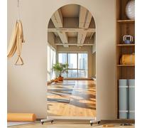 Hasipu Home Gym Mirrors 360° Swivel on Wheels,180 x 70cm Extra Large Full Body Rolling Mirror, Tempered Glass Easy to Move Full Length Mirror for Yoga Studio, Bedroom, Dancing Studio, White