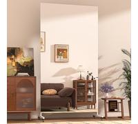 Hasipu Home Gym Mirrors 360° Swivel on Wheels,190 x 90cm Extra Large Full Body Rolling Mirror, Tempered Glass Easy to Move Full Length Mirror for Yoga Studio, Bedroom, Dancing Studio, White