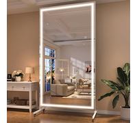 Hasipu Home Gym Mirrors 360° Swivel on Wheels,200 x 100cm Extra Large Full Body Rolling Mirror, Tempered Glass Easy to Move Full Length Mirror for Yoga Studio, Bedroom, Dancing Studio