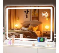 Hasipu Vanity Mirror with Lights, 80 x 50cm LED Makeup Mirror, Lighted Make up Mirrors with Dimmable 3 Modes, Touch Screen Control Vanity Mirrors Round White