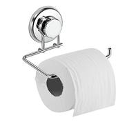 HASKO accessories - Powerful Vacuum Suction Cup Toilet Paper Holder - Wall Mount Stainless Steel Tissue Roll Dispenser for Bathroom & Kitchen - Can be Mounted on Clean Flat Smooth Surface (Chrome)