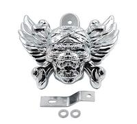 HASkulle AfterMokit Replacement Aluminum Horn Cover for Harley Davidson Dyna Softail Sportster Touring Trike Models with Cowbell & VRSC V-Rod Models 1986 and Up Chrome Pirate Skull with Wings