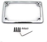 HASkulle Motorcycle License Plate Frames, Flat Bracket Tag Holder 7 Inches x 4 Inches, Universal Chrome License Plate Frame Exterior Accessories, Silver