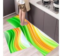 HASLEFND 2 Pieces After Abstraction, Su Kitchen Rug Non Slip Washable, Wave Fluid Kitchen Mat Sets For Kitchens, Hallway, Dining Room and Entryway and Home Decoration, 45x75+45x150cm