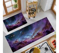HASLEFND 2 Pieces Kitchen Rug Non Slip Washable,Dream Universe Nebulae And Stars Kitchen Mat Sets For Kitchen, Hallway, Dining Room and Entryway and Home Decoration, 45x75+45x150cm