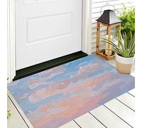 HASLEFND Abstract Healing Style Cloud Texture Door Mats Indoor 50 x 80 cm, Non Slip Front Door Mat Inside, Low Profile Inside Doormat, Easy to Clean Doormat, Floor Mat For Entryway, Patio, Light Blue