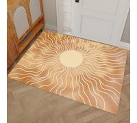 HASLEFND Abstract Lines Door Mats Indoor, 90 x 150 cm, Non Slip Dirt Trapper Machine Washable Soft Doormats, Sun Pattern Floor Mat for Front Back Door, Pets and Dogs, Beige