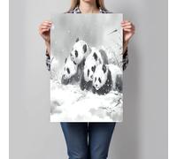 HASLEFND Animal Ink Paintings Wall Art The Panda Is Sleeping UnFramed Canvas Wall Art Black And White Walls Decor for Living Room Bedroom Restaurant Home Office Walls Decoration,50 x 70 cm