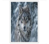 HASLEFND Animal Portraits Wall Art Wolves In The Snow Forest UnFramed Canvas Wall Art Grey Walls Decor for Living Room Bedroom Restaurant Home Office Walls Decoration,30 x 40 cm