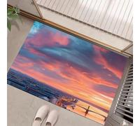 HASLEFND Bridges, Rivers, Sunset Door Mat Indoor & Outdoor - Machine Washable Soft Dirt Trapper Non-slip Doormats - Cityscape Printed Mat - for Indoor Outdoor Home Decor - Orange-Red - 60 x 90 cm