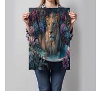 HASLEFND Canvas Wall Art, UnFramed Plants And Flowers Painting, The Bathtub Is Far From The Lion Wall Decorations for Bedroom Living Room Garden Hallway Office Gallery Pet Lover Gift 60 x 90 cm