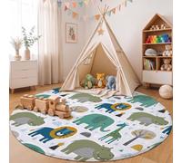 HASLEFND Cartoon Animals Round Rug 100cm Soft Cute Children's Rug