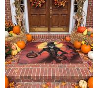 HASLEFND Dark Gothic Undead Scarecrow Pumpkin Door Mat 60 x 90 cm, Non-Slip Spooky Decor | Reusable Halloween Welcome Doormat with TPR Non-slip Backing for Front Door Indoor Outdoor Use