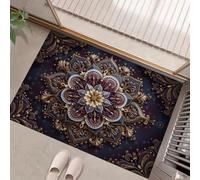 HASLEFND Door Mats Outdoor Indoor 40 x 60 cm,Luxury Art Paisley Pattern Door Matts Indoor, Absorbent Non Slip Floor Mat Welcome Entrance Doormats Machine Washable Low Profile Doormat (Gold)