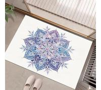 HASLEFND Door Mats Outdoor Indoor 50 x 80 cm, Luxury Flowers Door Matts Indoor, Mandala Pattern Non Slip Floor Mat Welcome Entrance Doormats Machine Washable Low Profile Doormat (Blue-Green)
