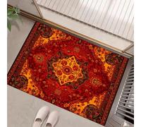 HASLEFND Door Mats Outdoor Indoor 60 x 90 cm, Persian Carpet Style Door Matts Indoor, Complex Geometry Non Slip Floor Mat Welcome Entrance Doormats Machine Washable Low Profile Doormat (Orange Color)