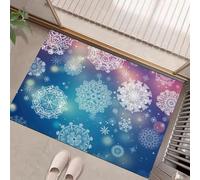 HASLEFND Door Mats Outdoor Indoor 90 x 150 cm,Winter Festivals Snowflake Pattern Door Matts Indoor, Absorbent Non Slip Floor Mat Welcome Entrance Doormats Machine Washable Low Profile Doormat (Blue)