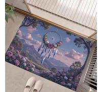 HASLEFND Dreamy Flowers Welcome Mats Dreamcatcher Flowers Door Mat Indoor Entrance Pink Decorative Outdoor Doormats Non Slip Outside Door Mats for Front Doors Rugs 40 x 60 cm