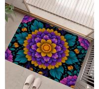 HASLEFND Ethnic Style Plot Door Mats Indoor, Machine Washable Soft Doormats, Datura Flowers Door Mat, Purple Entrance Rug, Non-slip Floor Mats For Inside, Front Back Doors, 40 x 60 cm