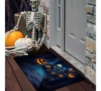 HASLEFND Halloween Door Mats Dark Halloween Moon Over Pumpkin Alley Absorbent Non-Slip Low Profile Doormat | for Entrance, Inside, Kitchen, Machine Washable Front Door Mat for Pets or Dog 45 x 75 cm