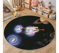 HASLEFND Kids Play Rug Science Fiction Space - Round 100cm Soft & Non-Slip