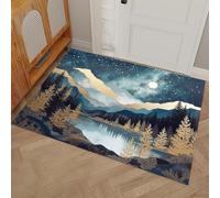 HASLEFND Luxury Scenery Starry Sky, Mountains, Waters And Lakes Indoor Door Mats,60 x 90 cm Door Mat Non Slip Backing,Dirt Trapper Mat Absorbent Non-Slip Doormat for Entrance,Inside,Kitchen -Blue