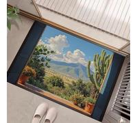 HASLEFND Machine Washable Rugs 40 x 60 cm, Non-Slip Doormat, Natural Scenery Bedside Rug, Cactus Mountain Range Fields Area Rugs, Low Pile, Non-Shedding, For Front Back DoorGreen