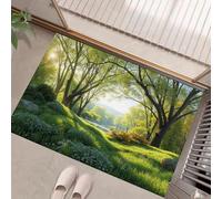 HASLEFND Natural Scenery Welcome Mats Sunlight Filters Through The Leaves Door Mat Indoor Entrance Green Decorative Outdoor Doormats Non Slip Outside Door Mats for Front Doors Rugs 45 x 75 cm